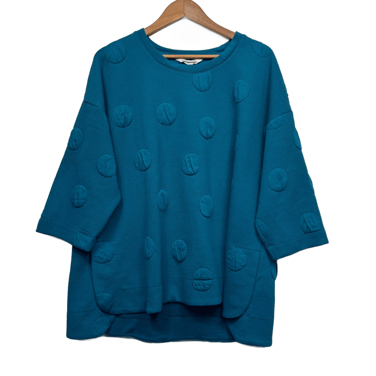 Virtuelle Teal Cotton Blend Crew Neck Jumper Size 16 Plus Long Sleeve