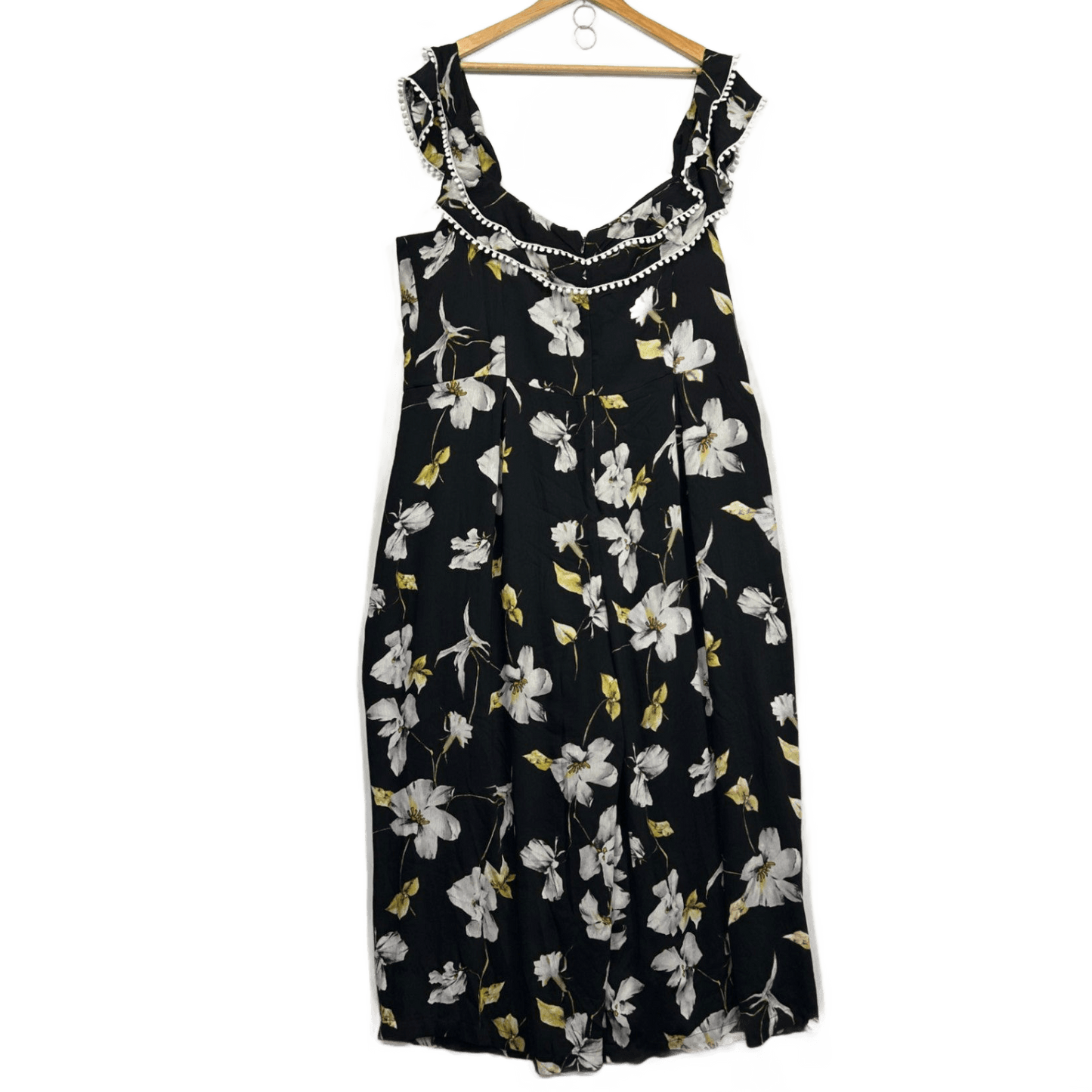 New City Chic Jumpsuit Black Crepe Floral Sleeveless Size 22 XL