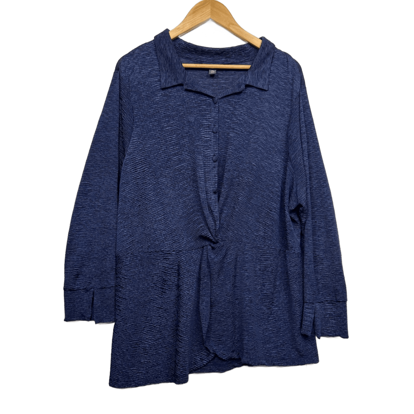 Autograph Blue Long Sleeve Twist Front Top Blouse Size 22 Plus XL