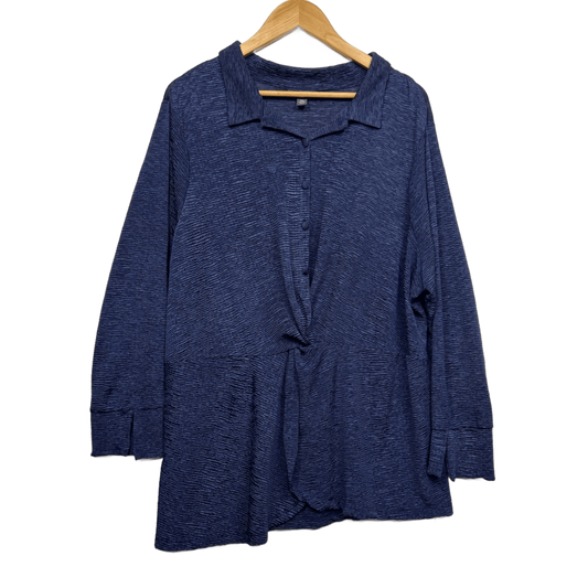 Autograph Blue Long Sleeve Twist Front Top Blouse Size 22 Plus XL