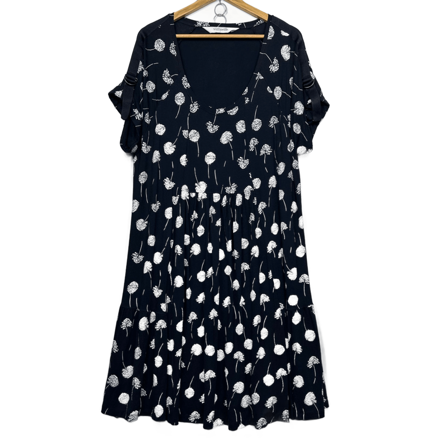 Virtuelle Navy Viscose Roll Tab Short Sleeve Dress Size 16 Plus