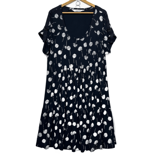 Virtuelle Navy Viscose Roll Tab Short Sleeve Dress Size 16 Plus