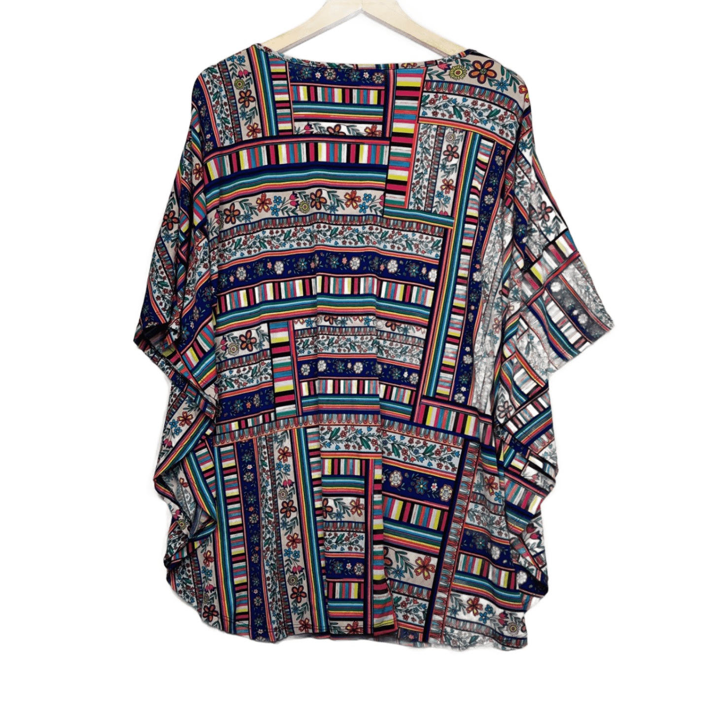 Nina Leonard Tunic Top Size 16 18 XL Multicoloured Batwing Sleeve