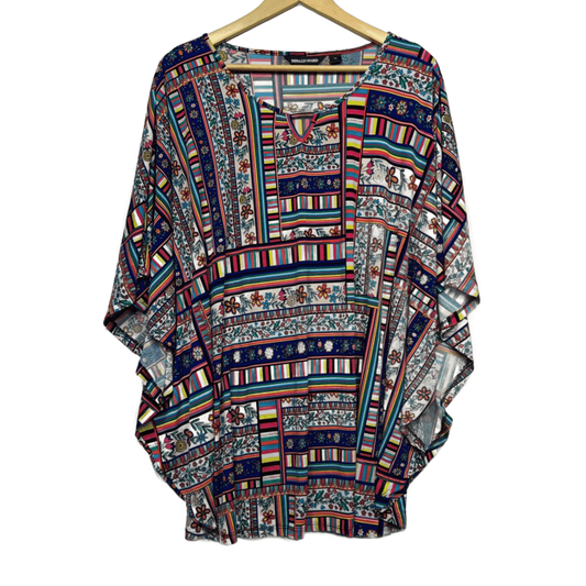Nina Leonard Tunic Top Size 16 18 XL Multicoloured Batwing Sleeve
