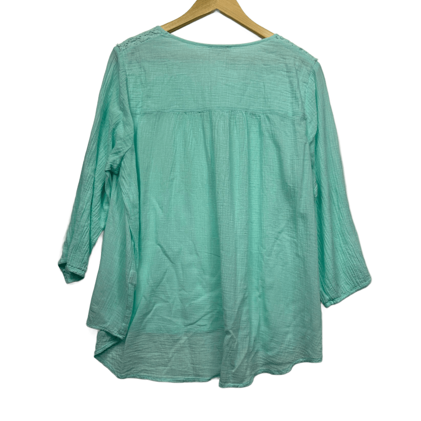 Target Aqua Blue Viscose Long Sleeve Boho Blouse Size 20 Lightweight