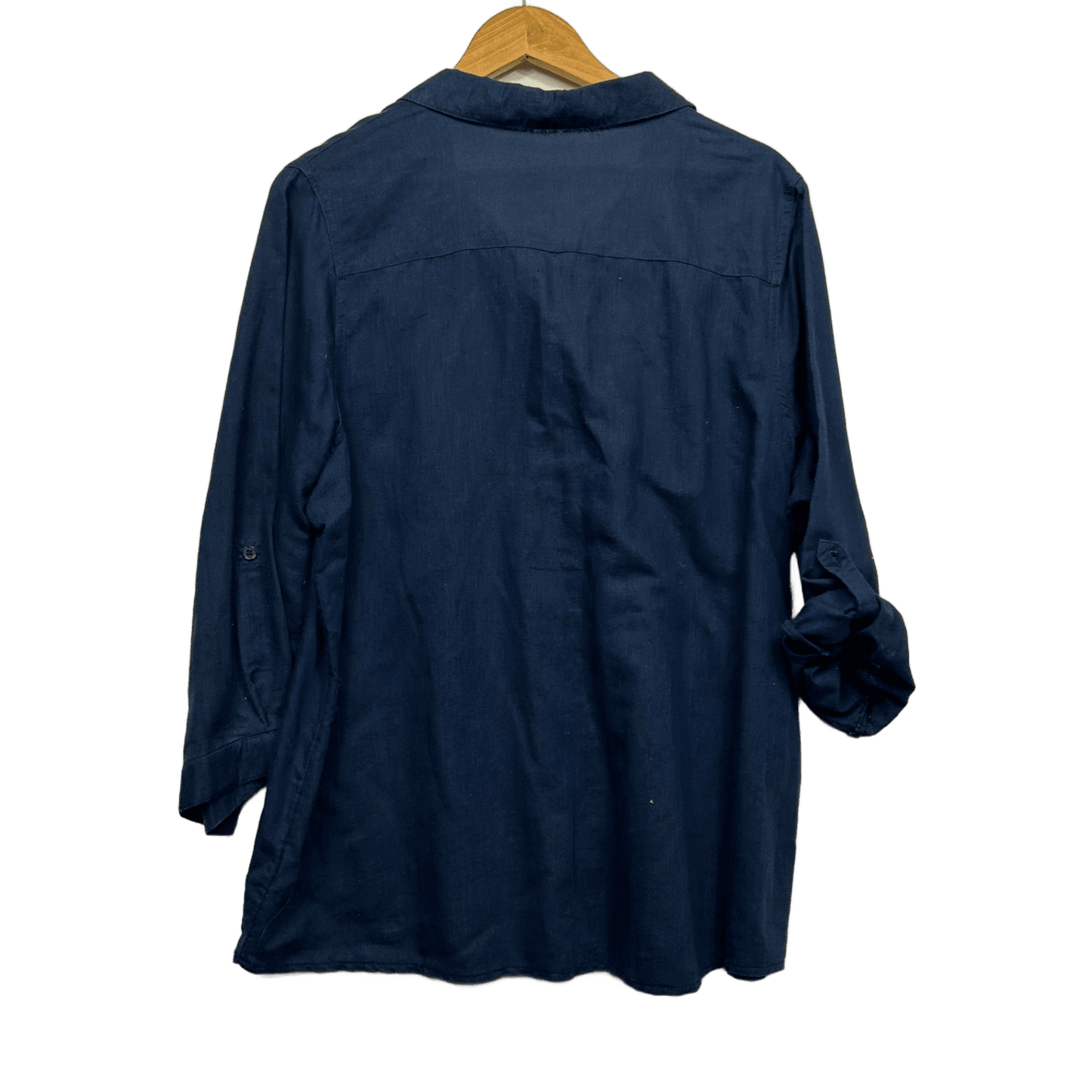 Target Navy Blue Linen Long Sleeve Collared Button-Up Top Shirt Size 20