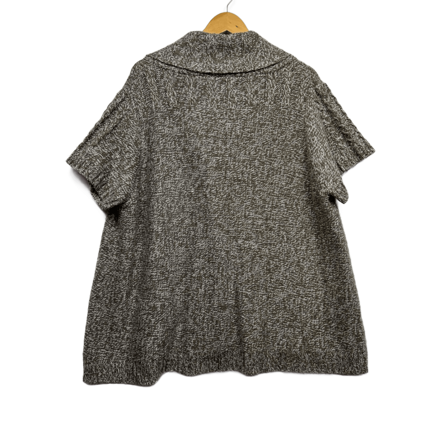 Expression Brown Marled Acrylic Shawl Collar Short Sleeve Cardigan Size 26