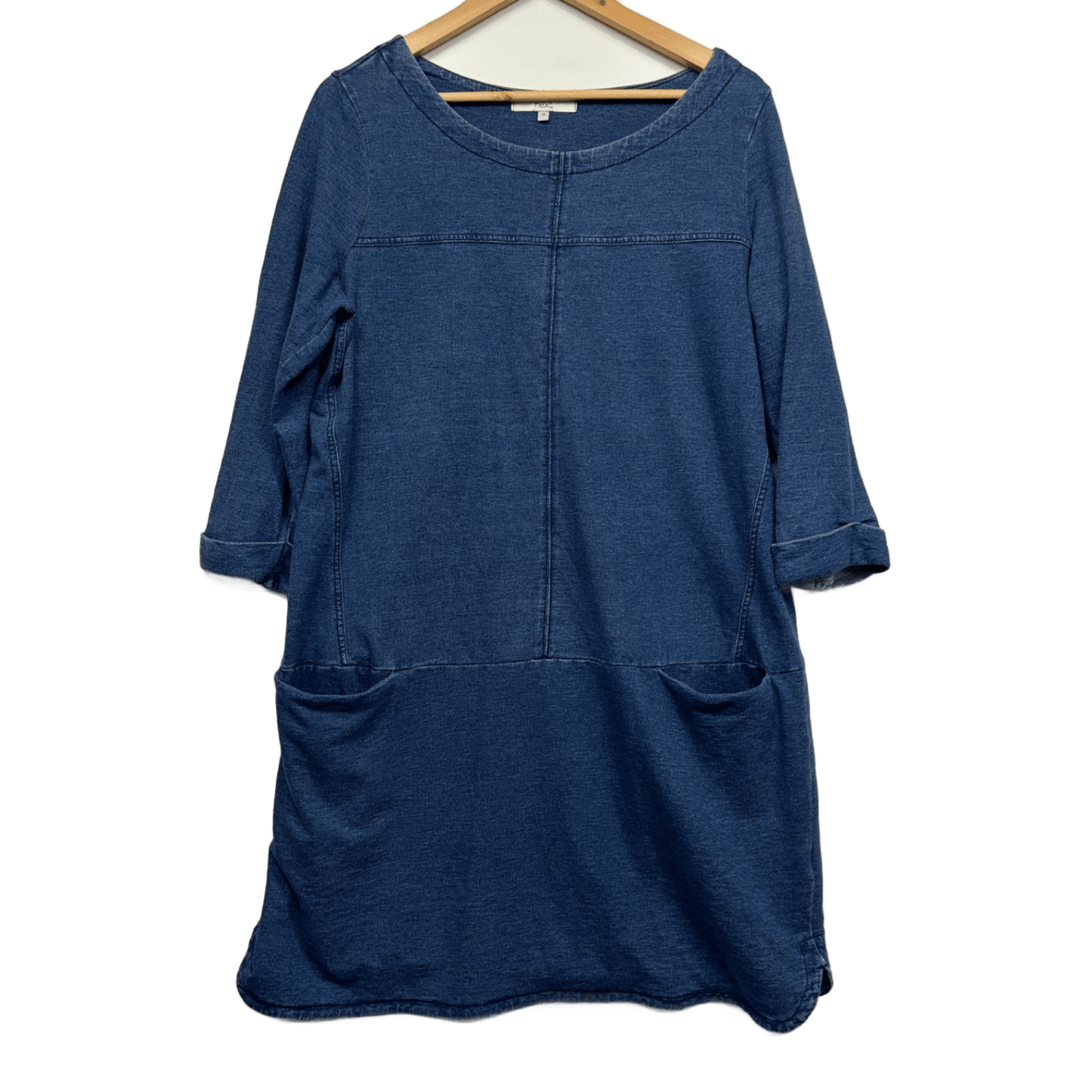 Next Blue Cotton Blend Long Sleeve Knee Length Jersey Dress Size 18