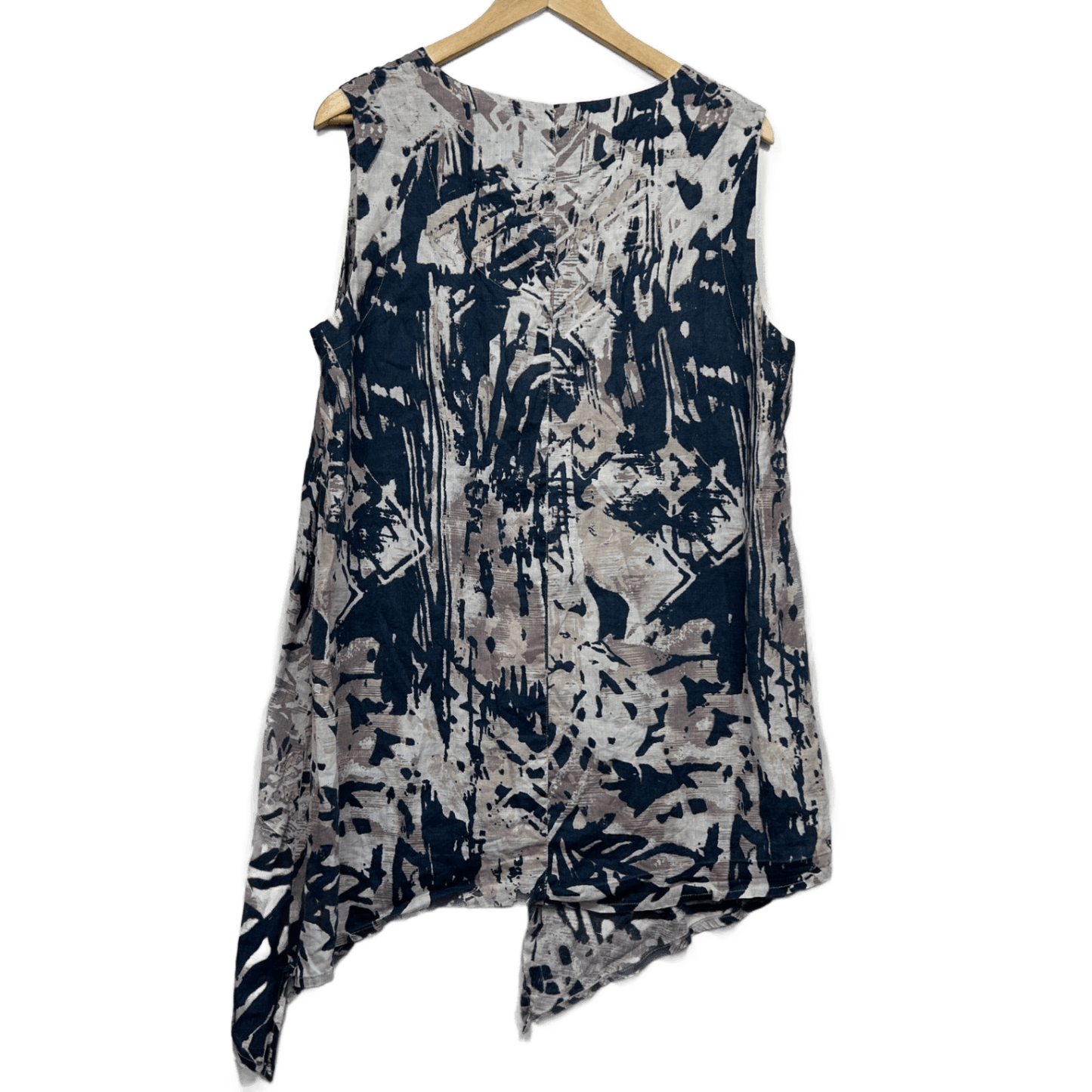 Virtuelle Linen Sleeveless Tunic Top Blouse Size 16 Asymmetric Hem