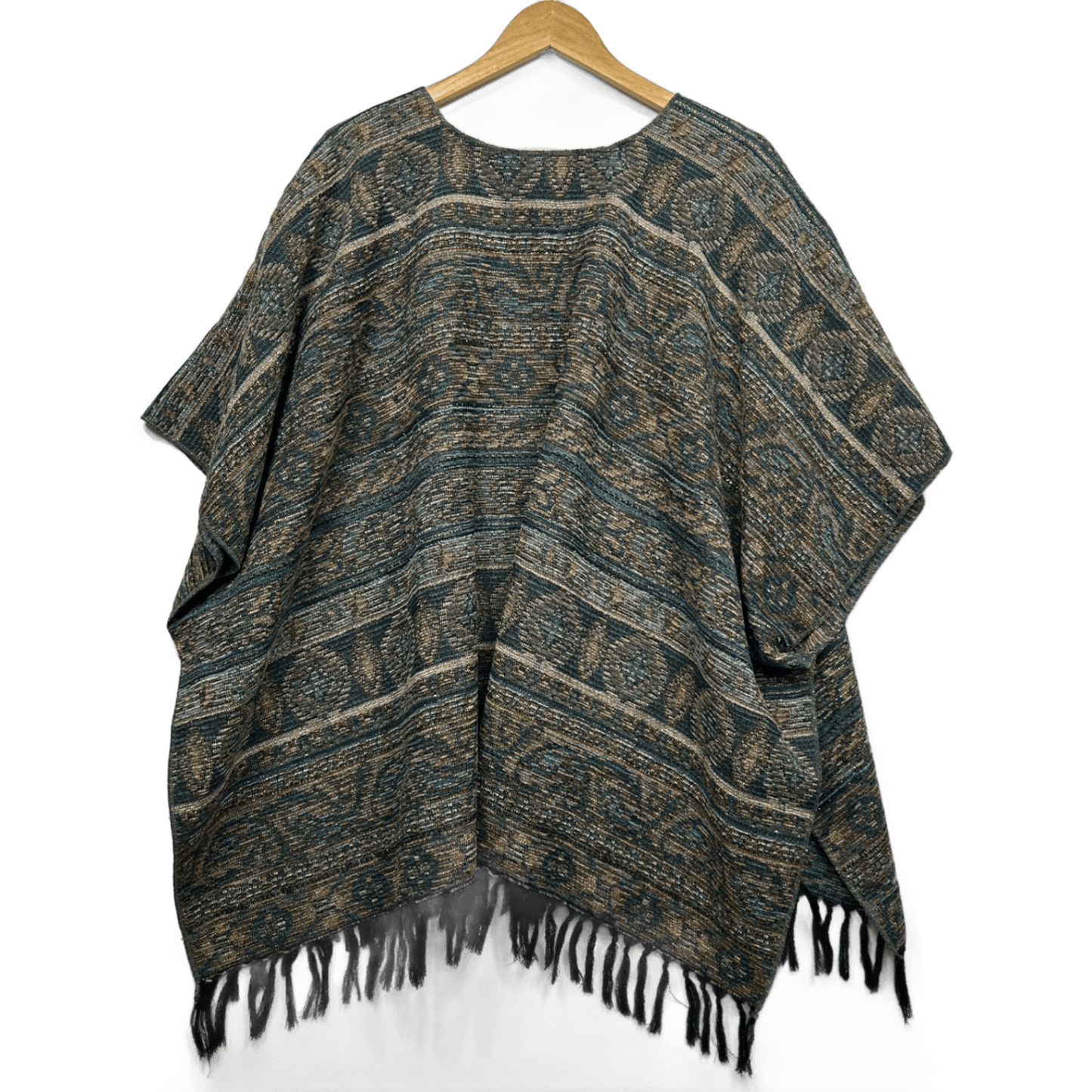 Tree of Life Poncho One Size (Fit up to 22+) Textured Rayon Short Sleeve Boho