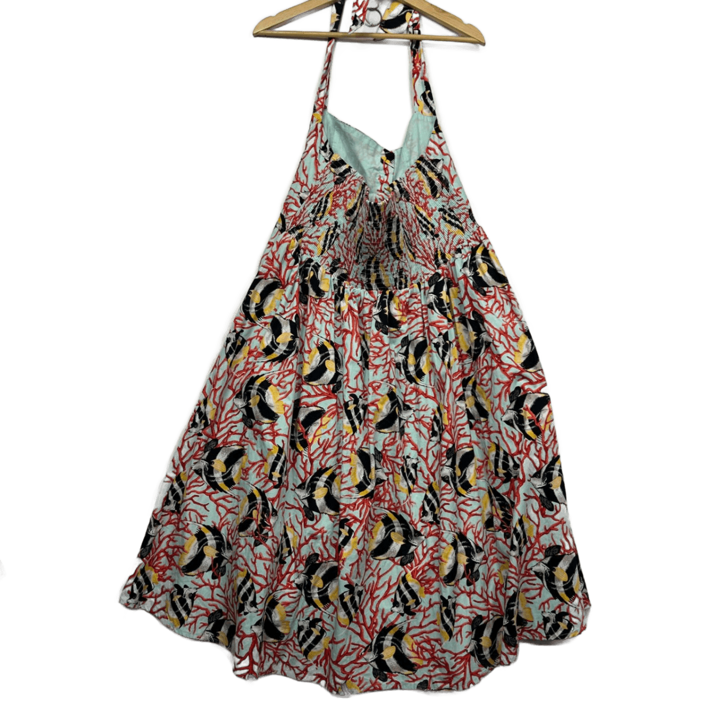 Revival Multicoloured Fit & Flare Halter Neck Pockets Dress Size 16 Fish Sea Underwater