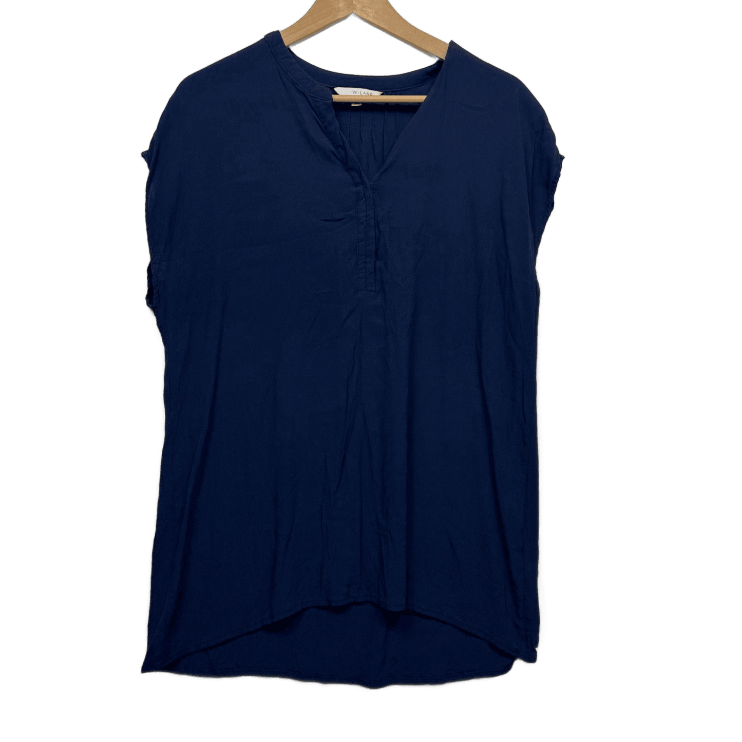 W Lane Navy Short Sleeve Tunic Top Size 16 Viscose