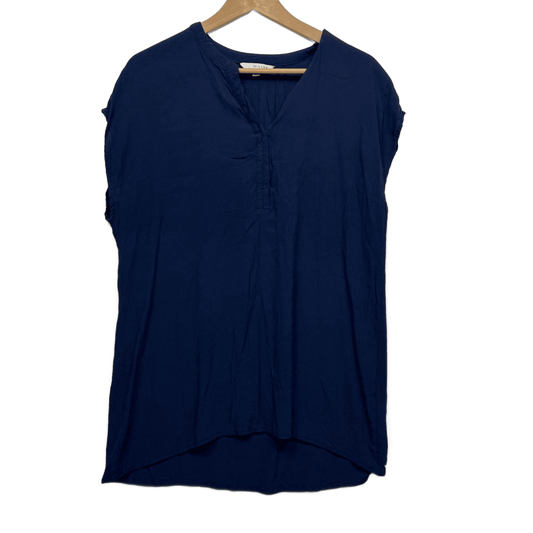 W Lane Navy Short Sleeve Tunic Top Size 16 Viscose