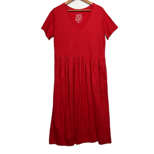 Elm Red Short Sleeve 100% Cotton Maxi Dress Size 14