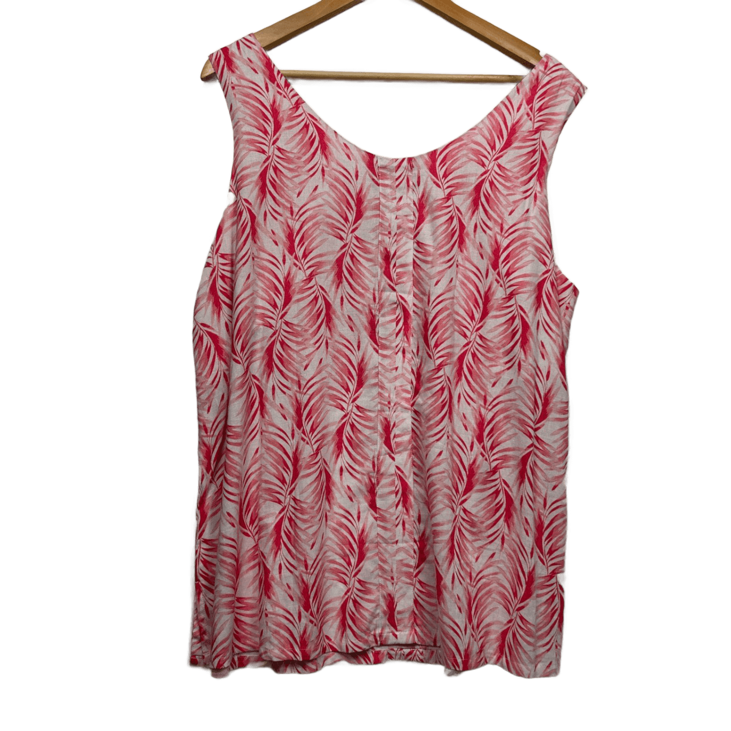 Autograph Linen Blend Sleeveless Top Size 16 Pink Leaf Floral