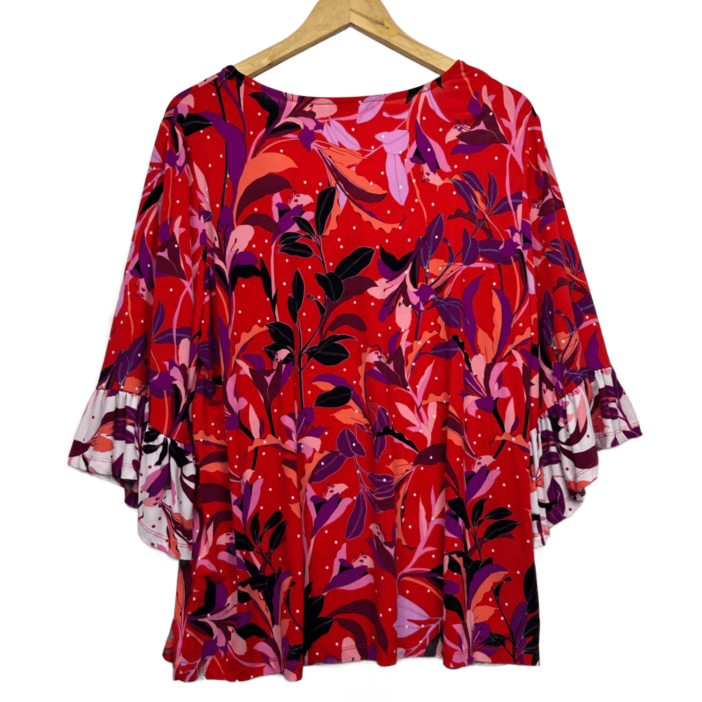 Rockmans Floral Top Bell Sleeve Size XL 16 Multicoloured