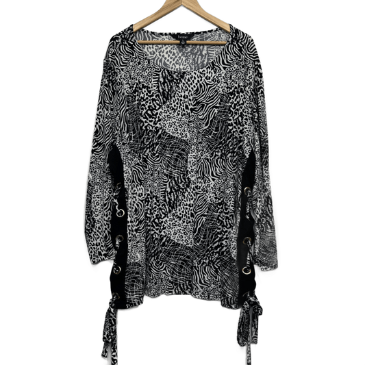 Beme Tunic Top Size 20 Black White Long Sleeve