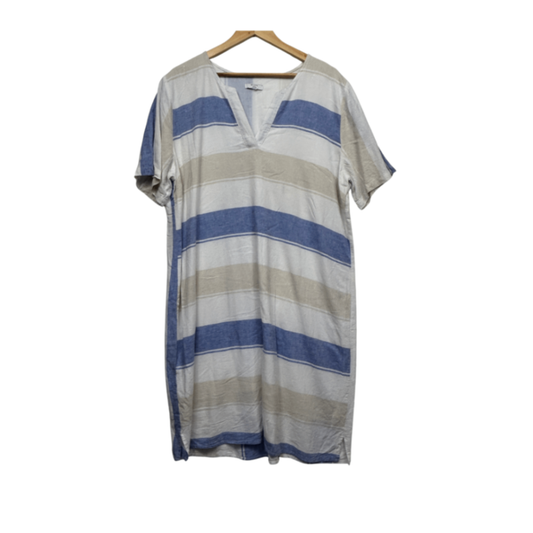 W Lane Linen Blend Casual Dress Size 18 Striped Lined