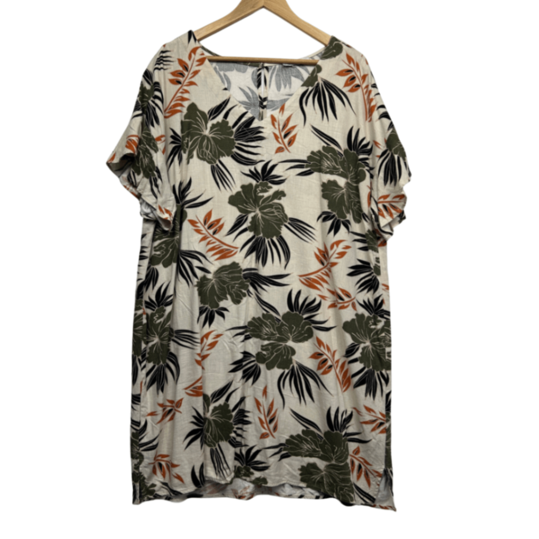 Suzanne Grae Linen Floral Dress Size 18 20 Multicoloured