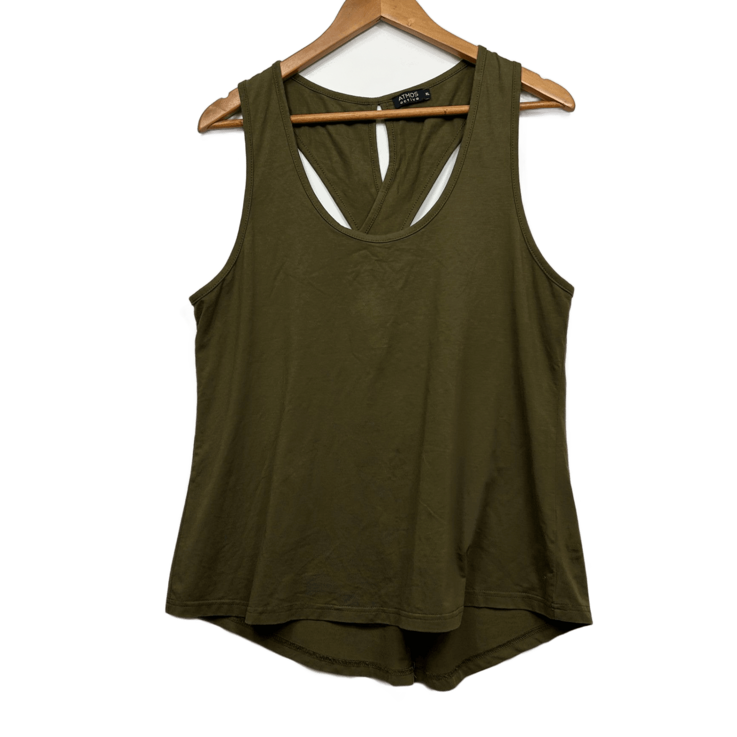Atmos&Here Green Cotton Blend Sleeveless Scoop Neck Tank Top Activewear Size 16 XL