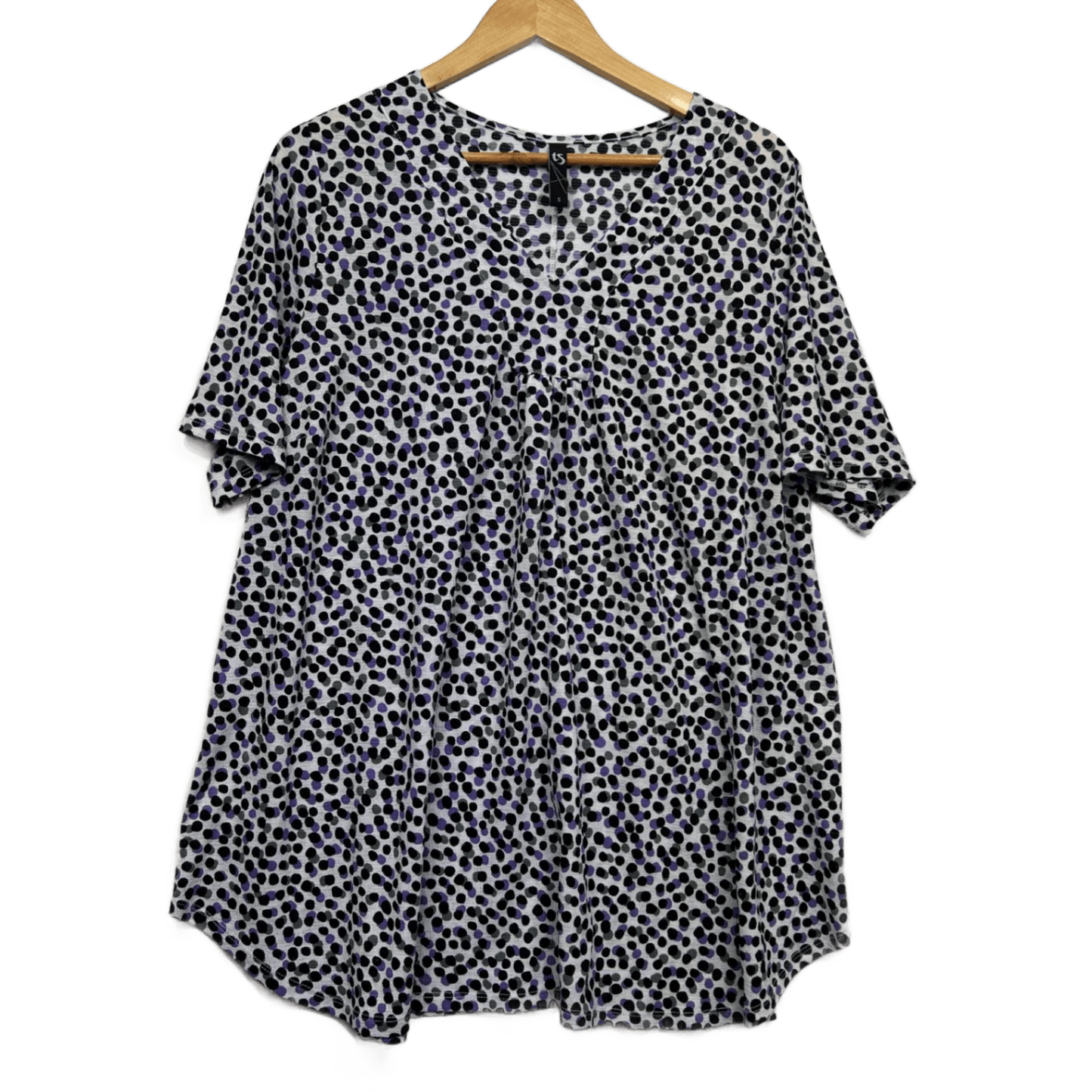 Taking Shape Tunic Top Short Sleeve Size 16 Small Plus Pleated Dots