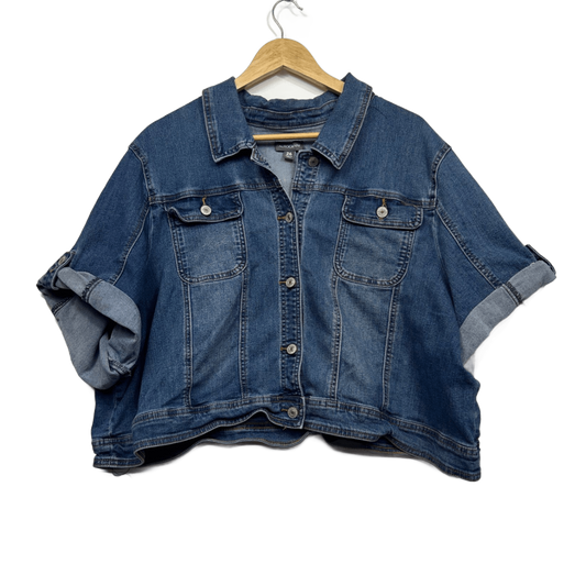 Autograph Denim Cropped Jacket Size 26 Short Sleeve Cover Up