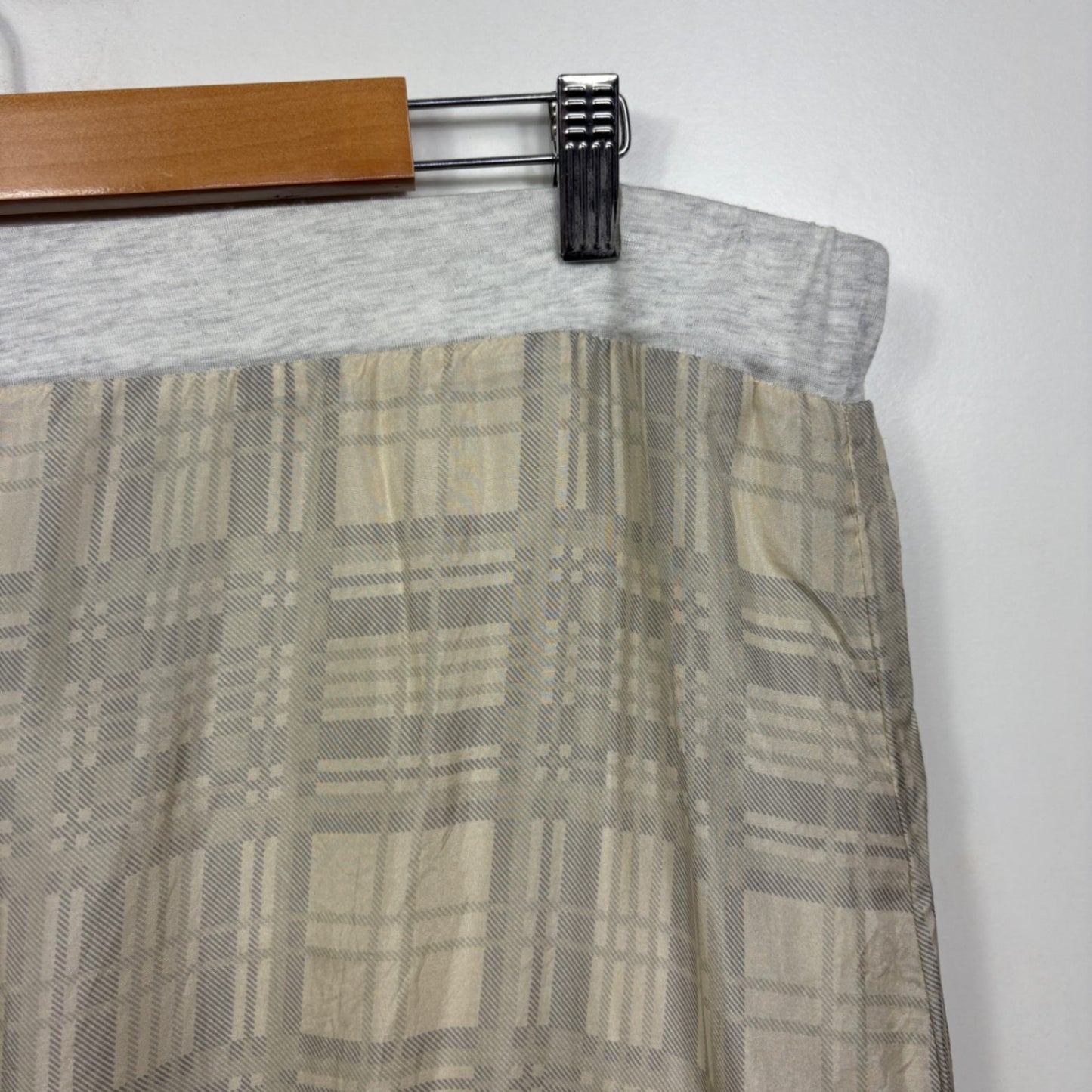 Johnny Was Silk Maxi Skirt Size XL Lined Long Length Floral Check Boho Lined