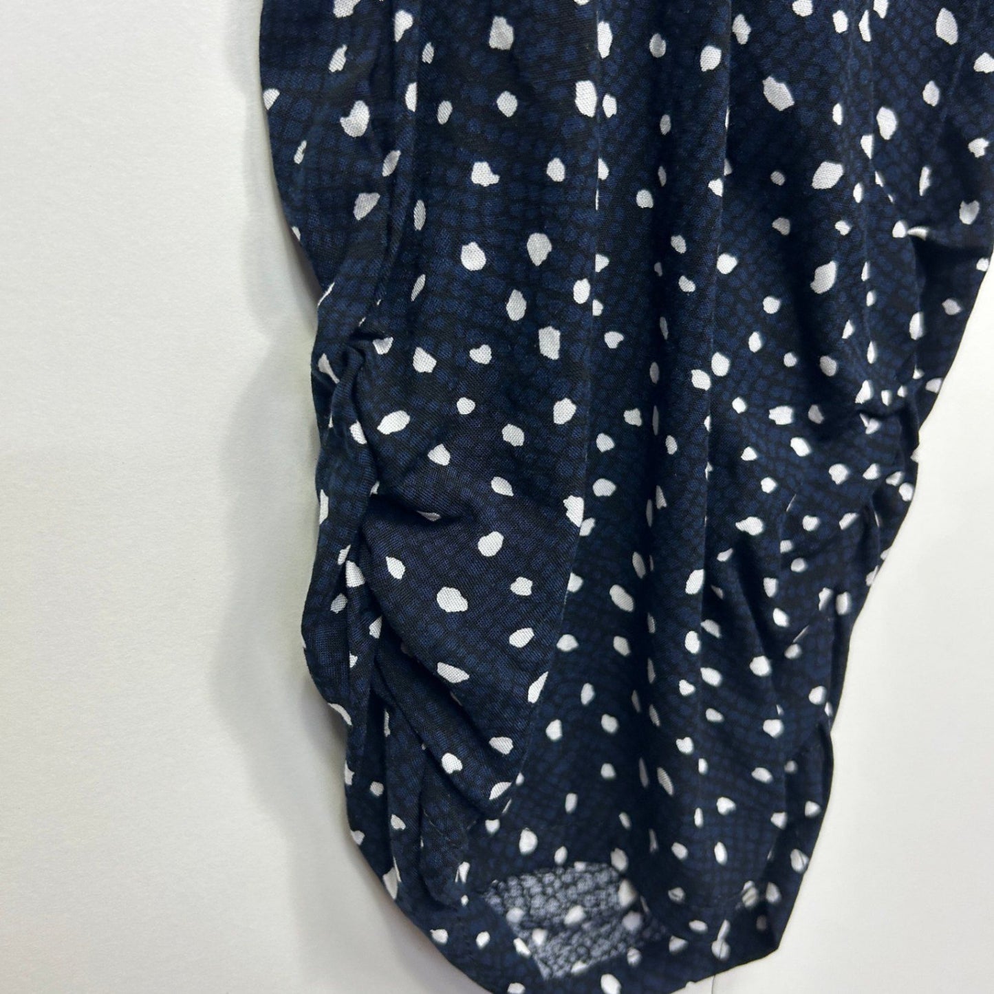 New Autograph Womens Ruffled Hem Spot Print Pants Size 24 Navy White Pockets