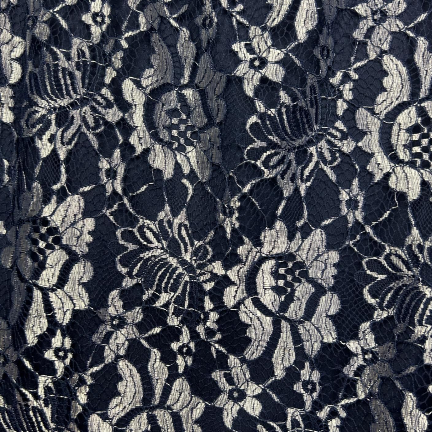 Millers Navy Blue Lacy Overlay Lined Cocktail A-Line Skirt Size 18 Elastic Waist
