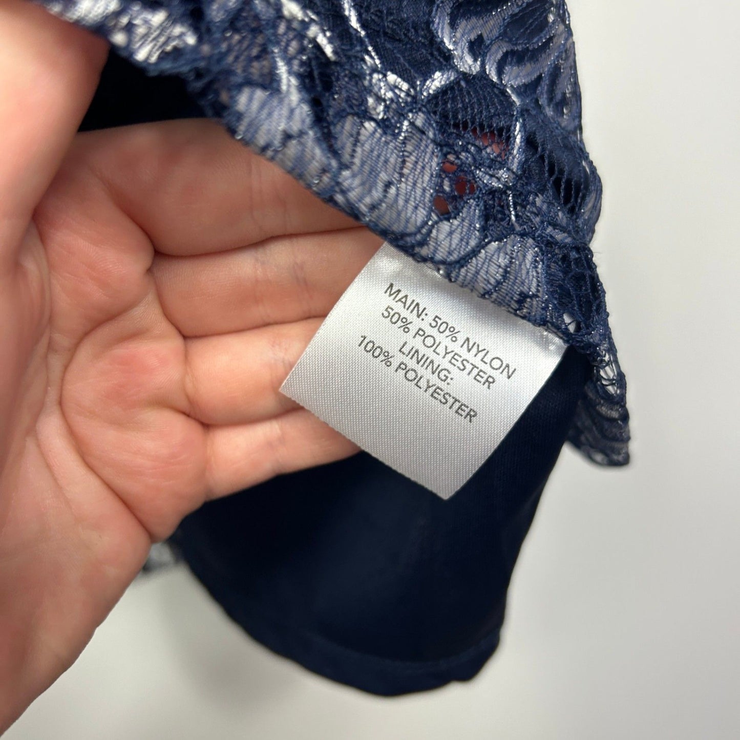 Millers Navy Blue Lacy Overlay Lined Cocktail A-Line Skirt Size 18 Elastic Waist