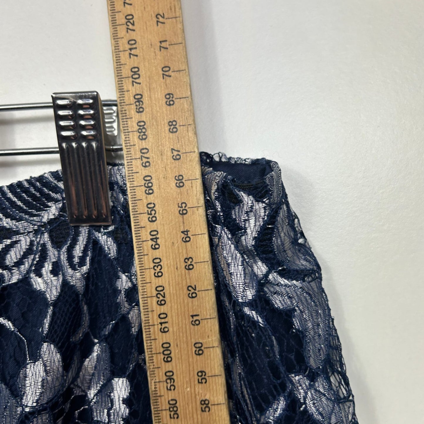 Millers Navy Blue Lacy Overlay Lined Cocktail A-Line Skirt Size 18 Elastic Waist