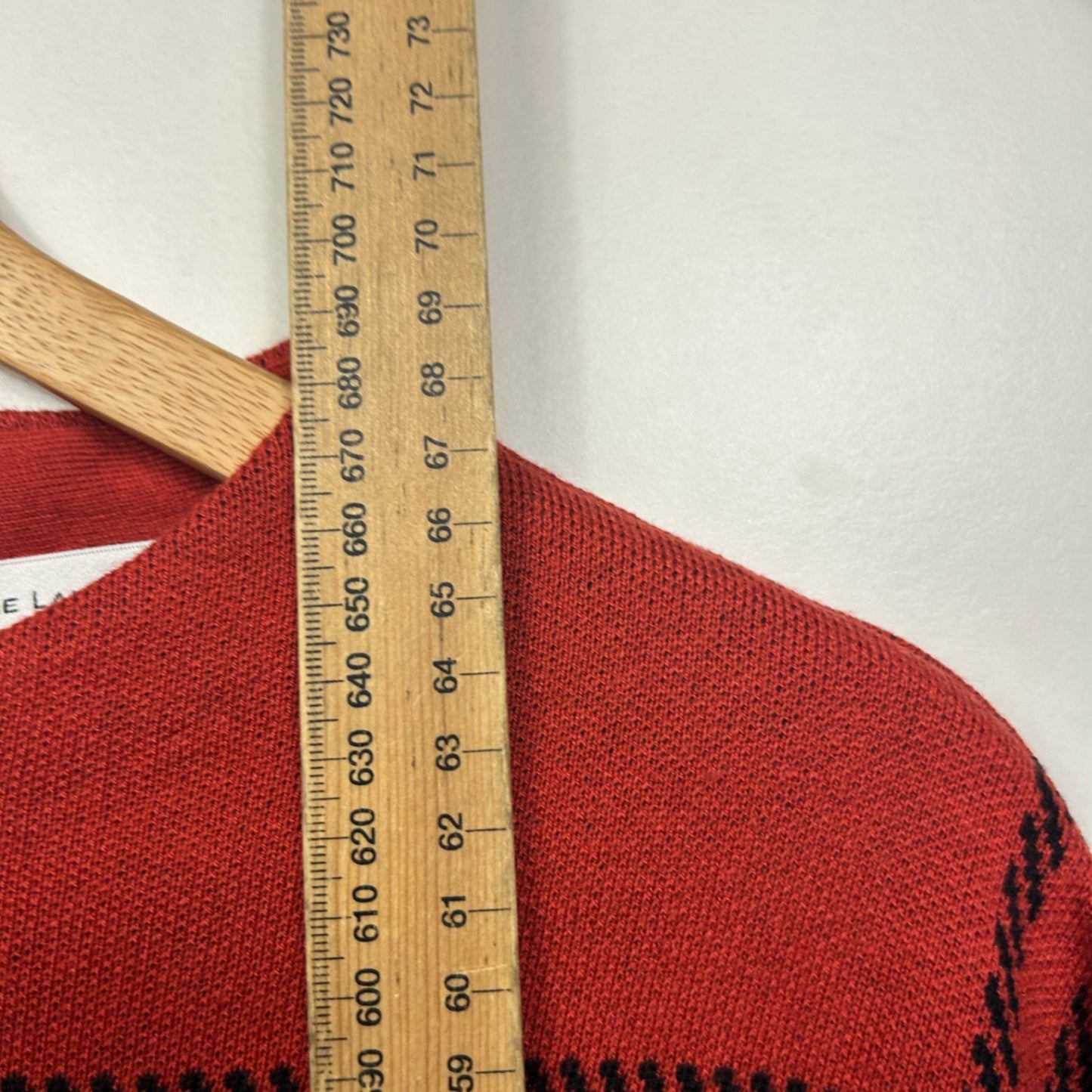 Jane Lamerton Rust Red Black Wool Blend Check Jumper Knit Top Size 14 Large