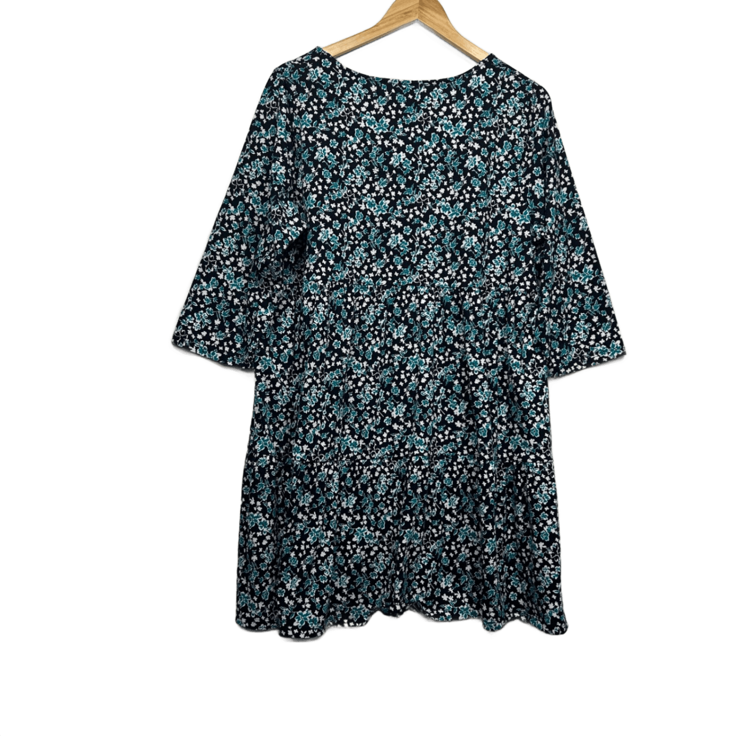 Virtuelle Dress Size 12 XXS Black Floral 3/4 Sleeve Organic Cotton