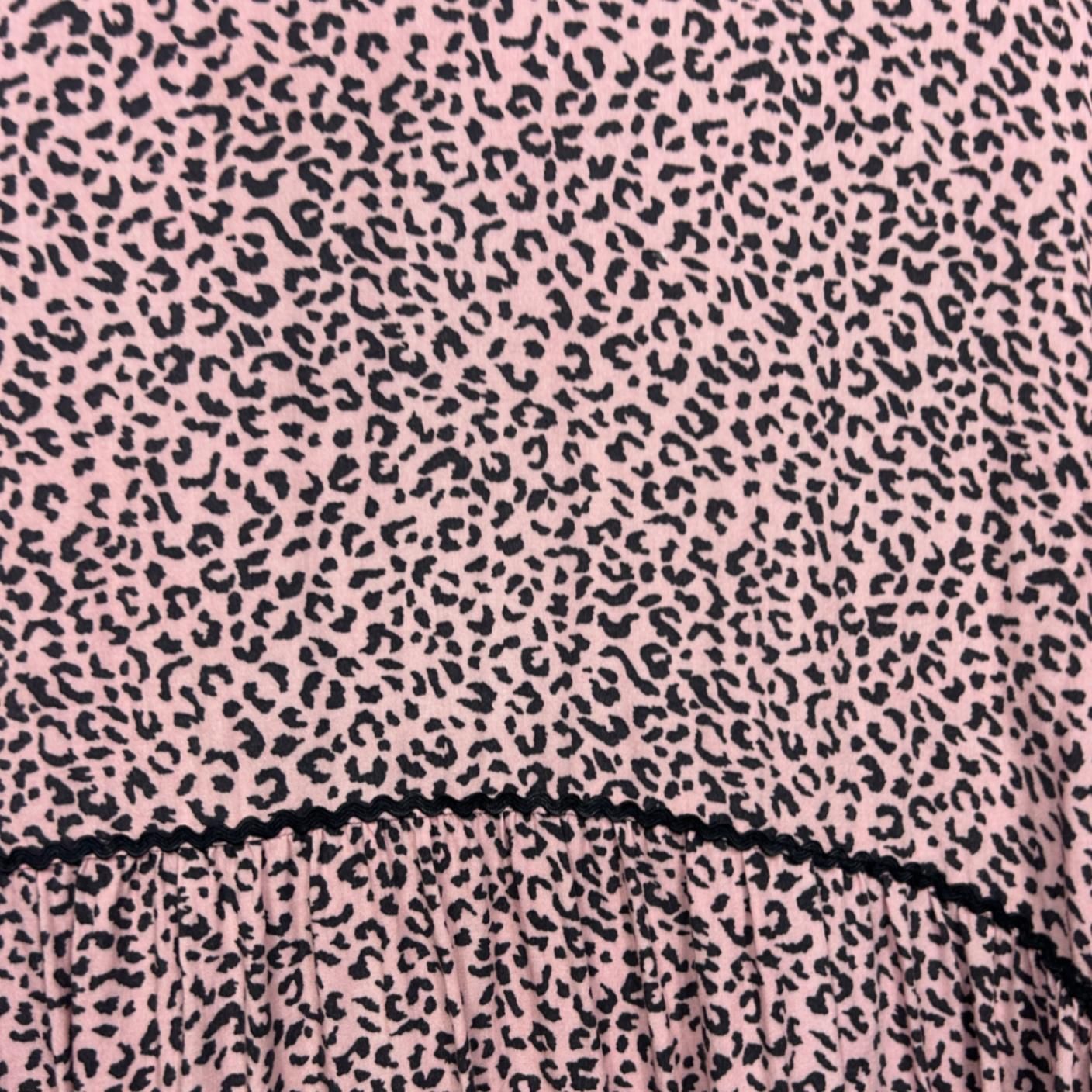 Threadz Womens Pink Viscose Long Sleeve Tiered Ruffle Blouse Top Size 14 Large Animal Print
