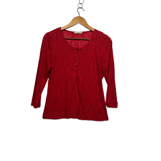 Regatta Womens Red Three Quarter Sleeve Sheer Top Blouse Size 14