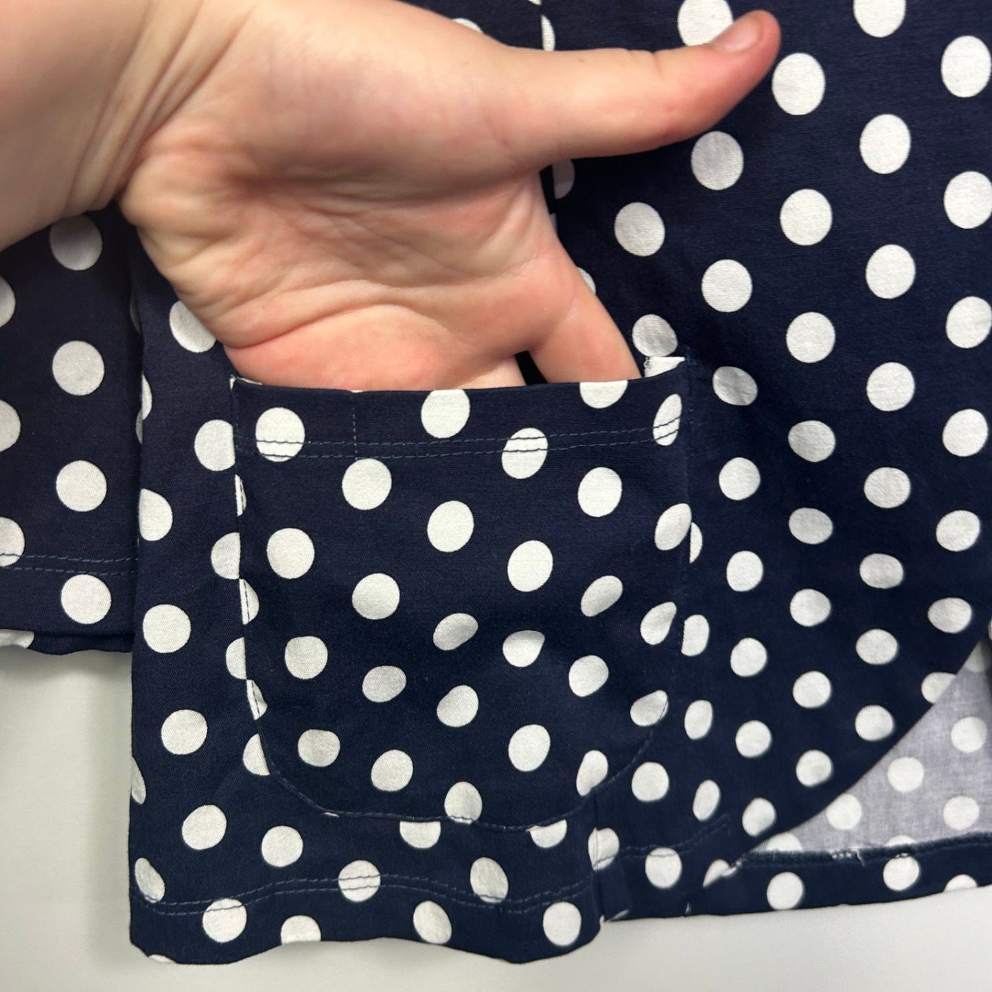 New Bird Keepers Jacket Blazer Size 14 Polka Dots Navy White Birdsnest