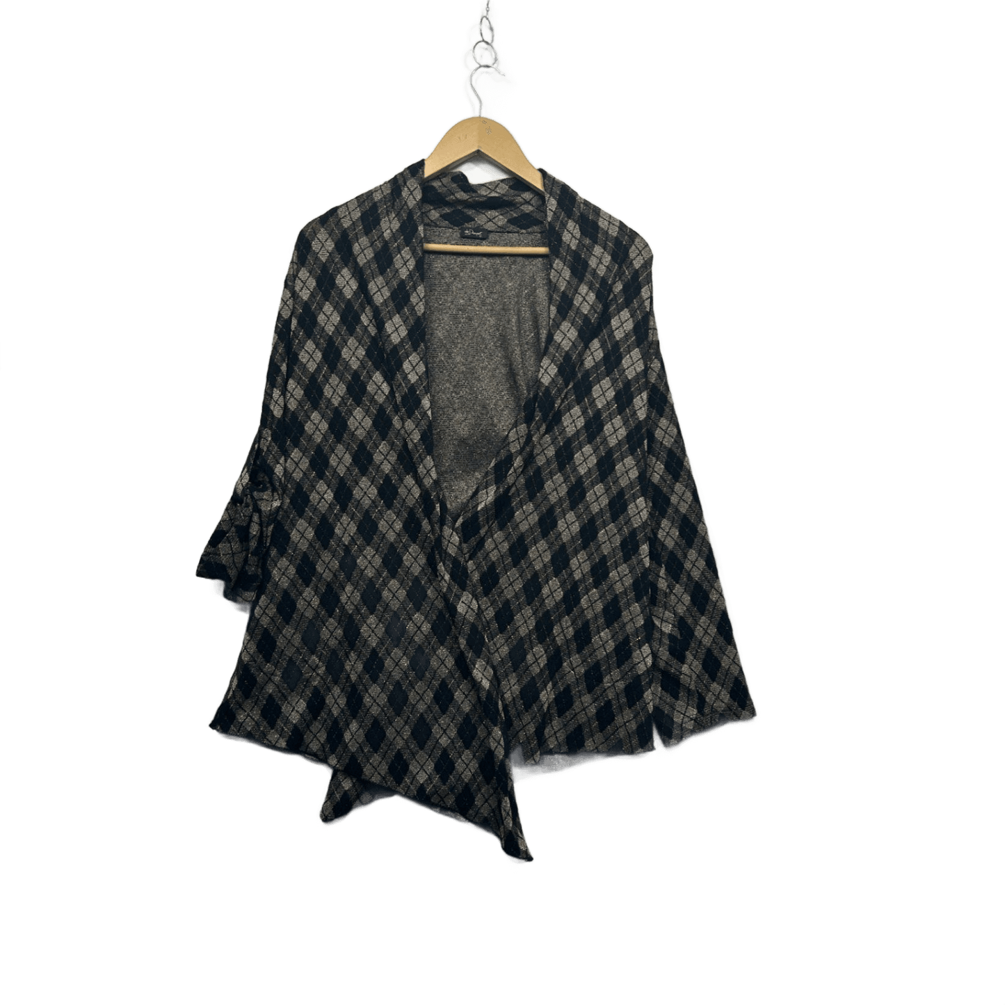 Liz Davenport Jacket Top Size 12 Black Gold Metallic Check Evening