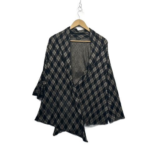 Liz Davenport Jacket Top Size 12 Black Gold Metallic Check Evening