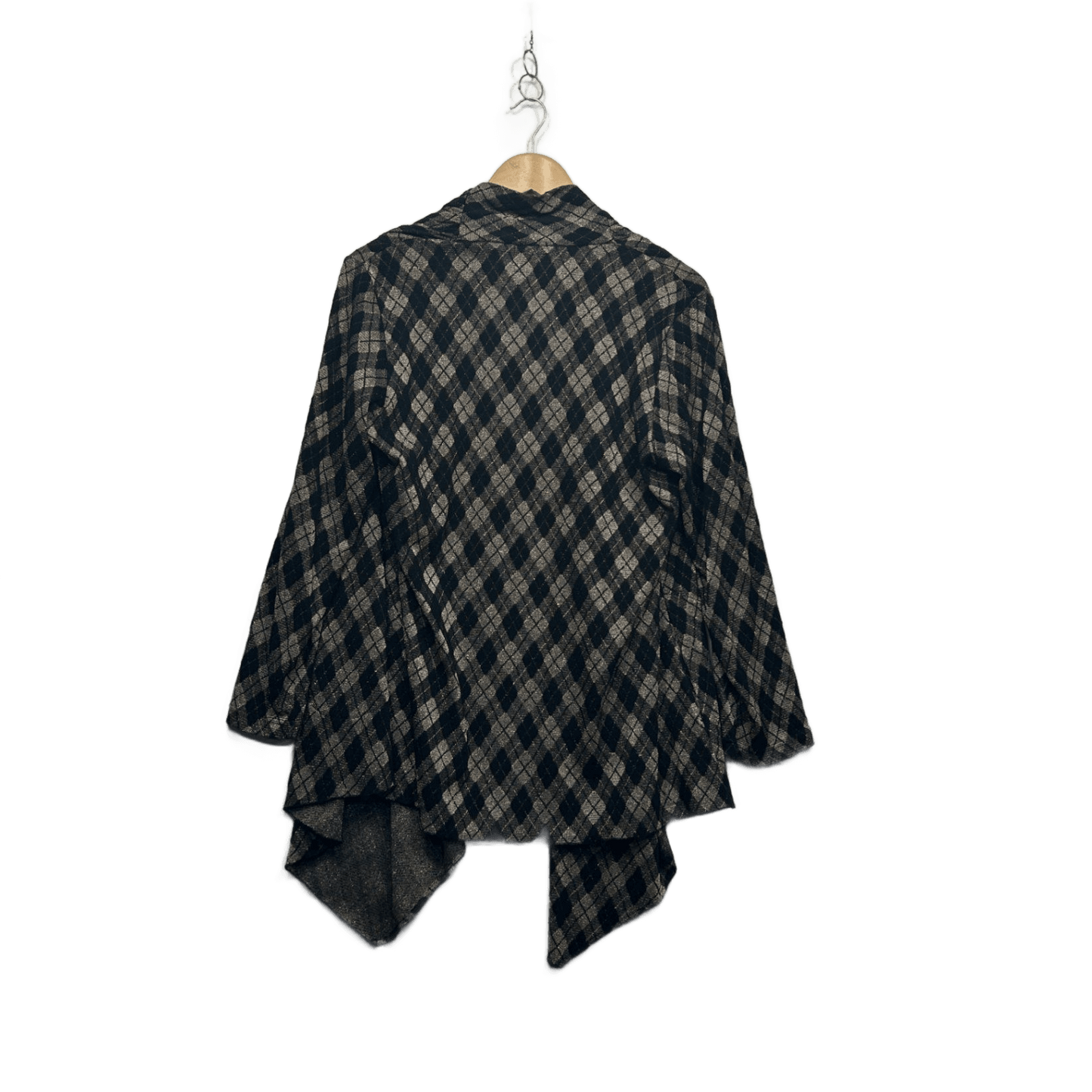 Liz Davenport Jacket Top Size 12 Black Gold Metallic Check Evening