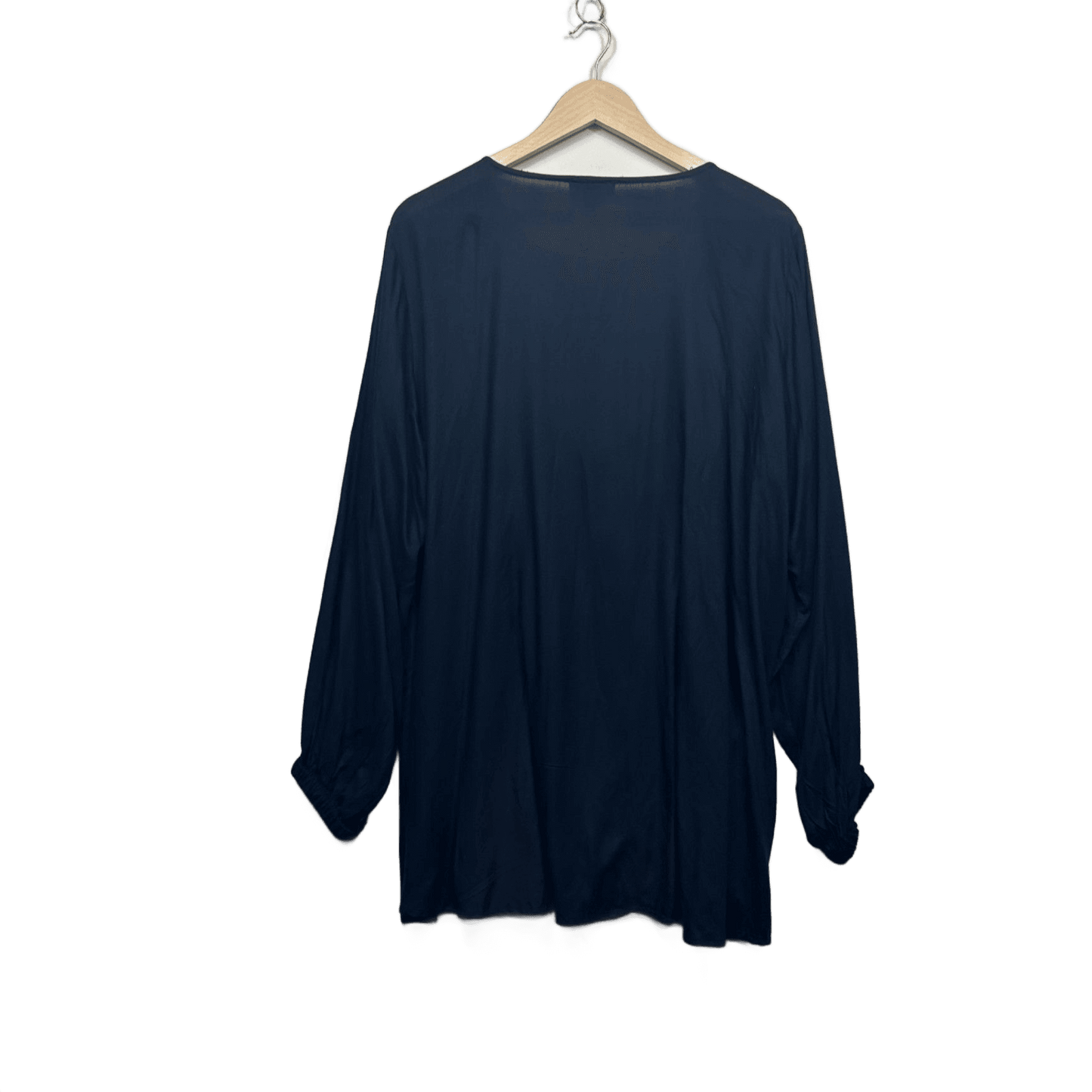 Autograph Navy Blue Long Sleeve Tie Neck Boho Blouse Top Size 14 Viscose