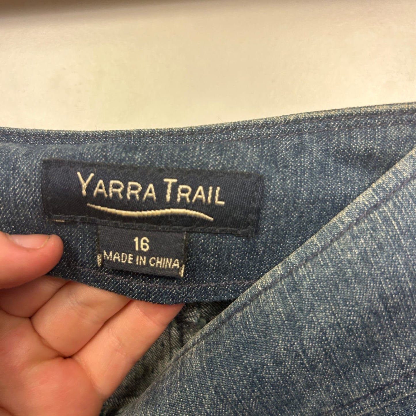Yarra Trail Women's Medium Blue Cotton Denim A-Line Skirt Size 16