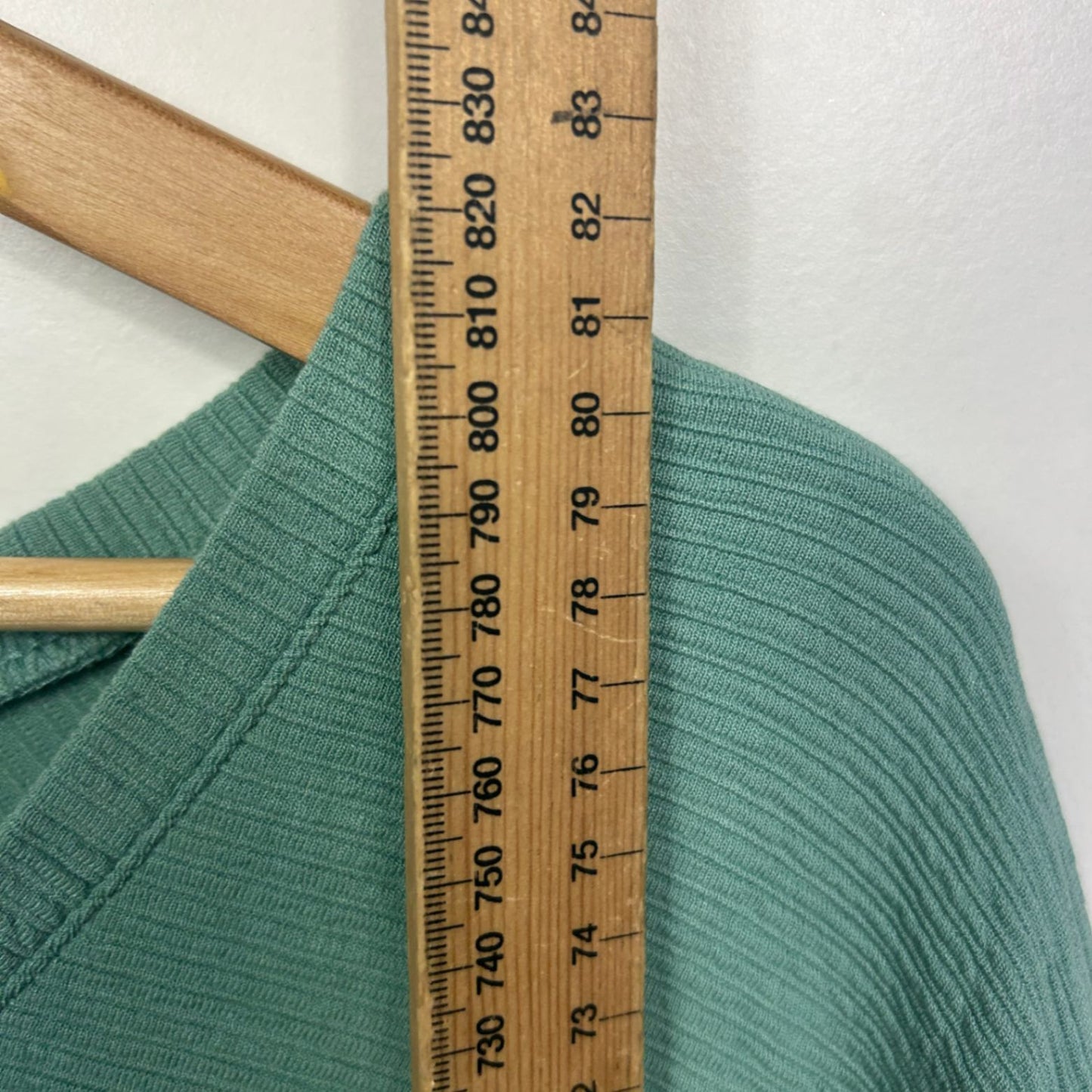 Virtuelle Green 3/4 Sleeve Viscose Ribbed Tunic Top Size 20 Plus Large