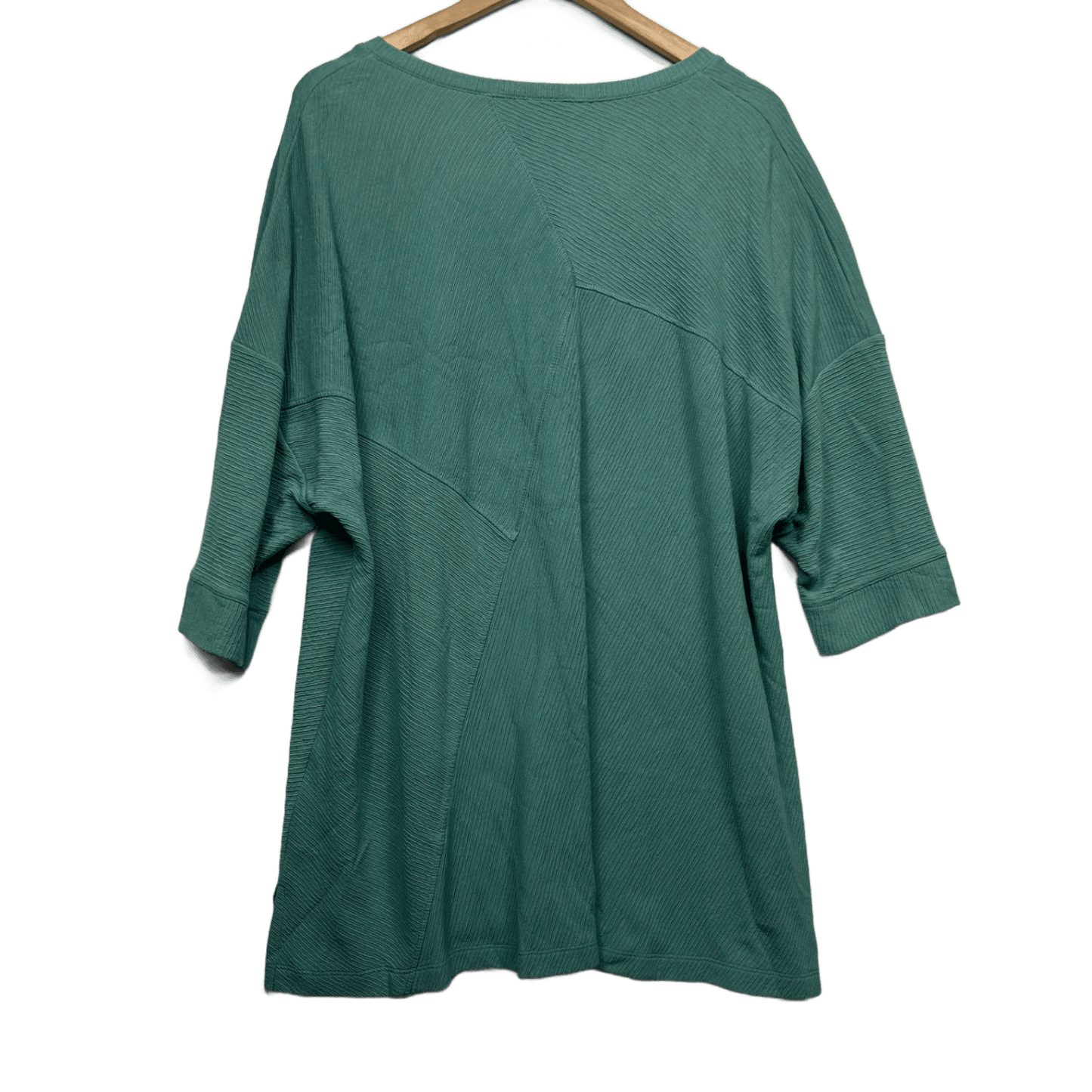 Virtuelle Green 3/4 Sleeve Viscose Ribbed Tunic Top Size 20 Plus Large