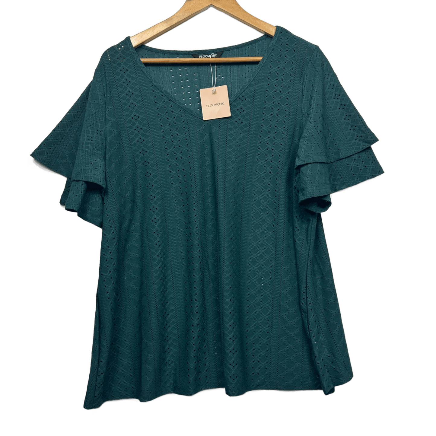 New BloomChic Green Embroidered Short Sleeve Top Size 18 20