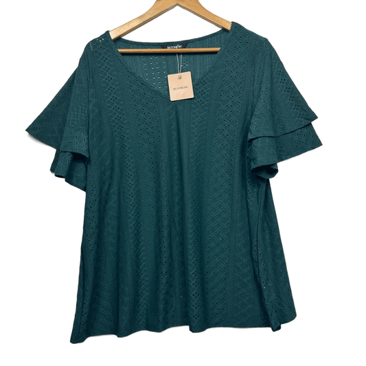 New BloomChic Green Embroidered Short Sleeve Top Size 18 20