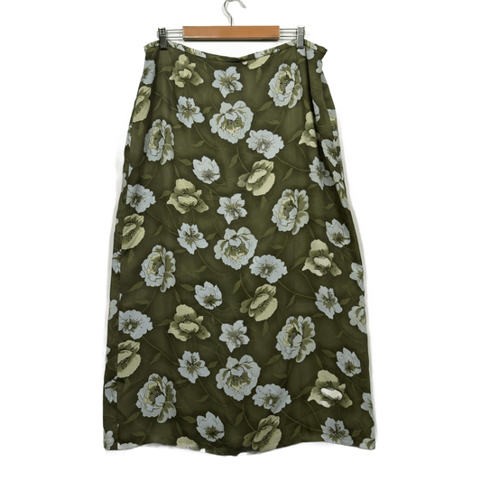 Vintage Millers Green Floral Maxi Skirt Size 16 18 20