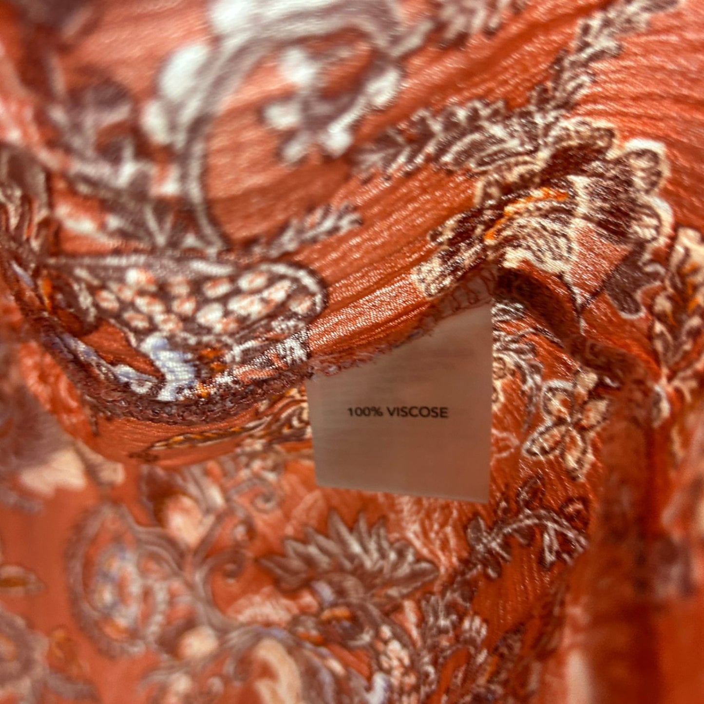 Paisley Print Midi Length Rust Viscose Maxi Skirt Size 20 - 22