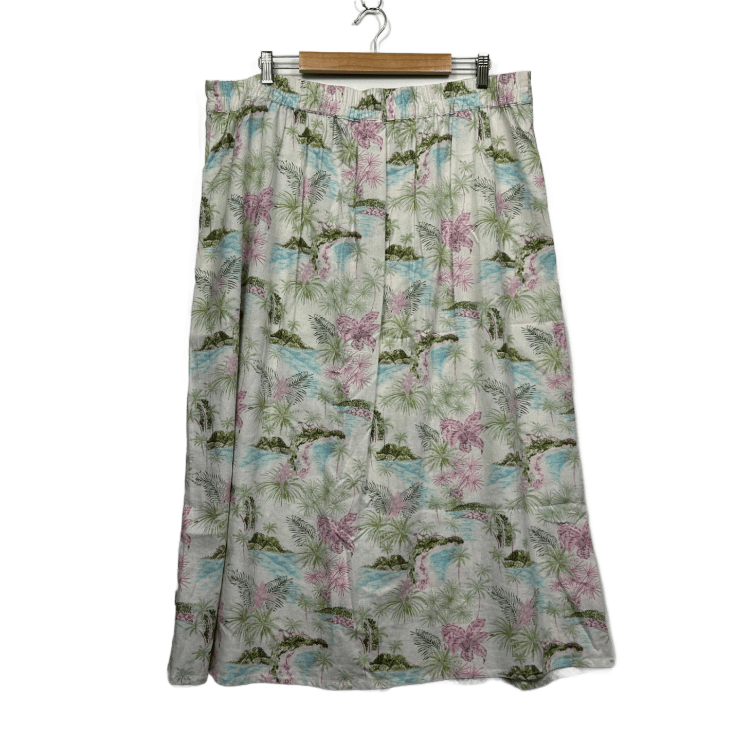 Piping Hot Multicoloured Linen Blend Floral Maxi Skirt Size 20 Pockets