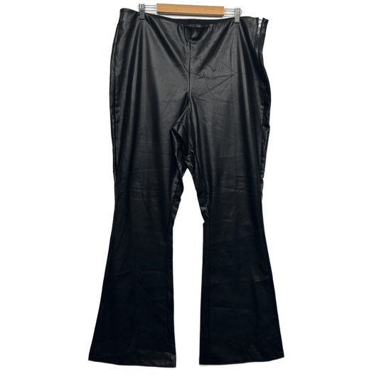 City Chic Black Faux Leather PVC Flared Pants Trousers Size 22