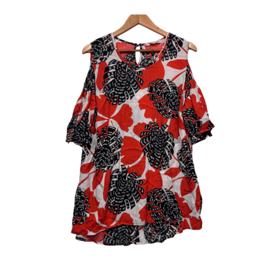 Virtuelle Top Size 16 Plus Cold Shoulder Multicoloured Floral